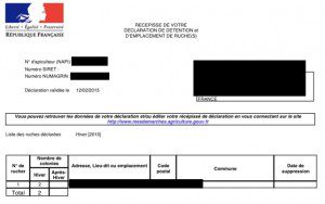 Récépissé déclaration ruches 2015