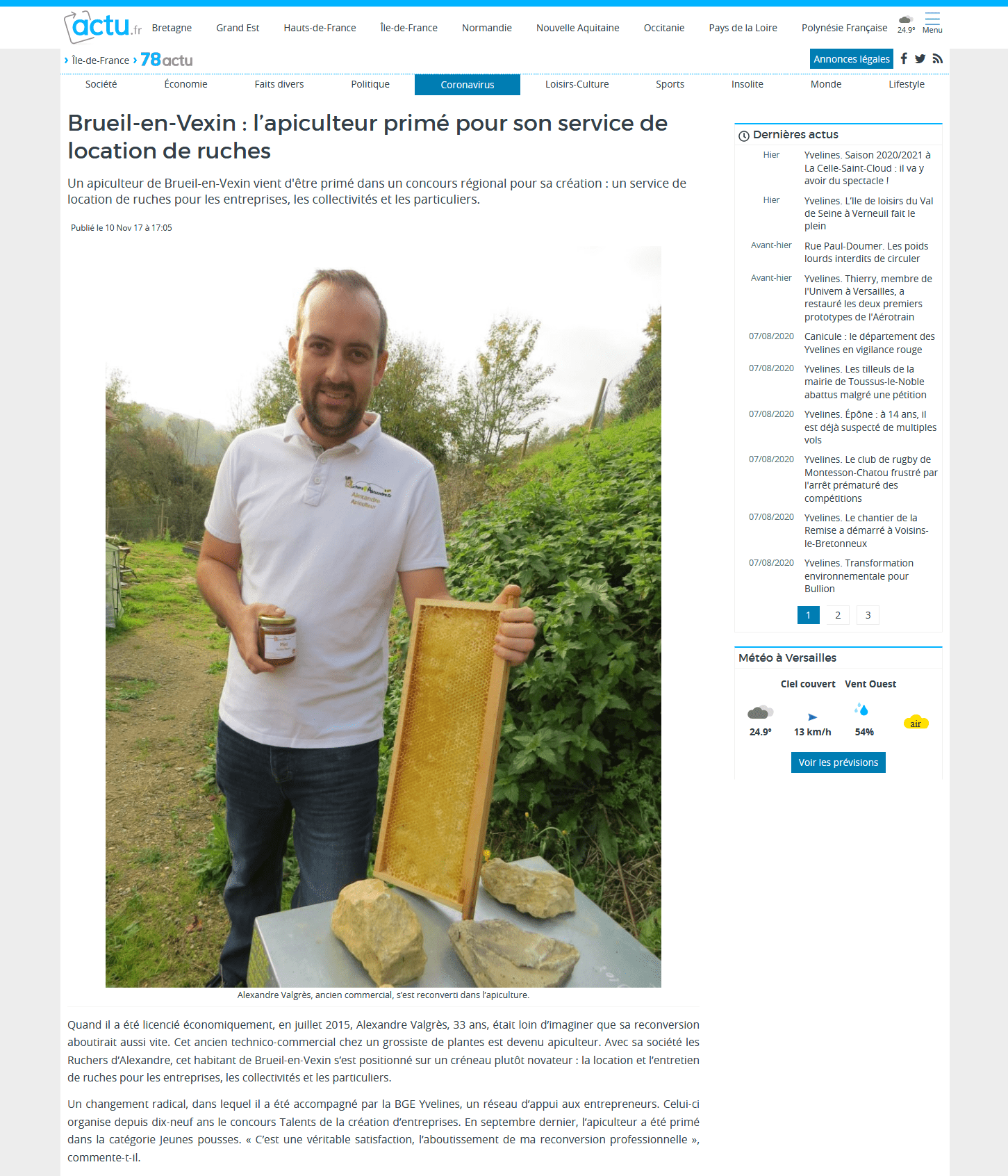 Brueil-en-Vexin : l’apiculteur primé pour son service de location de ruches Brueil-en-Vexin : l’apiculteur primé pour son service de location de ruches