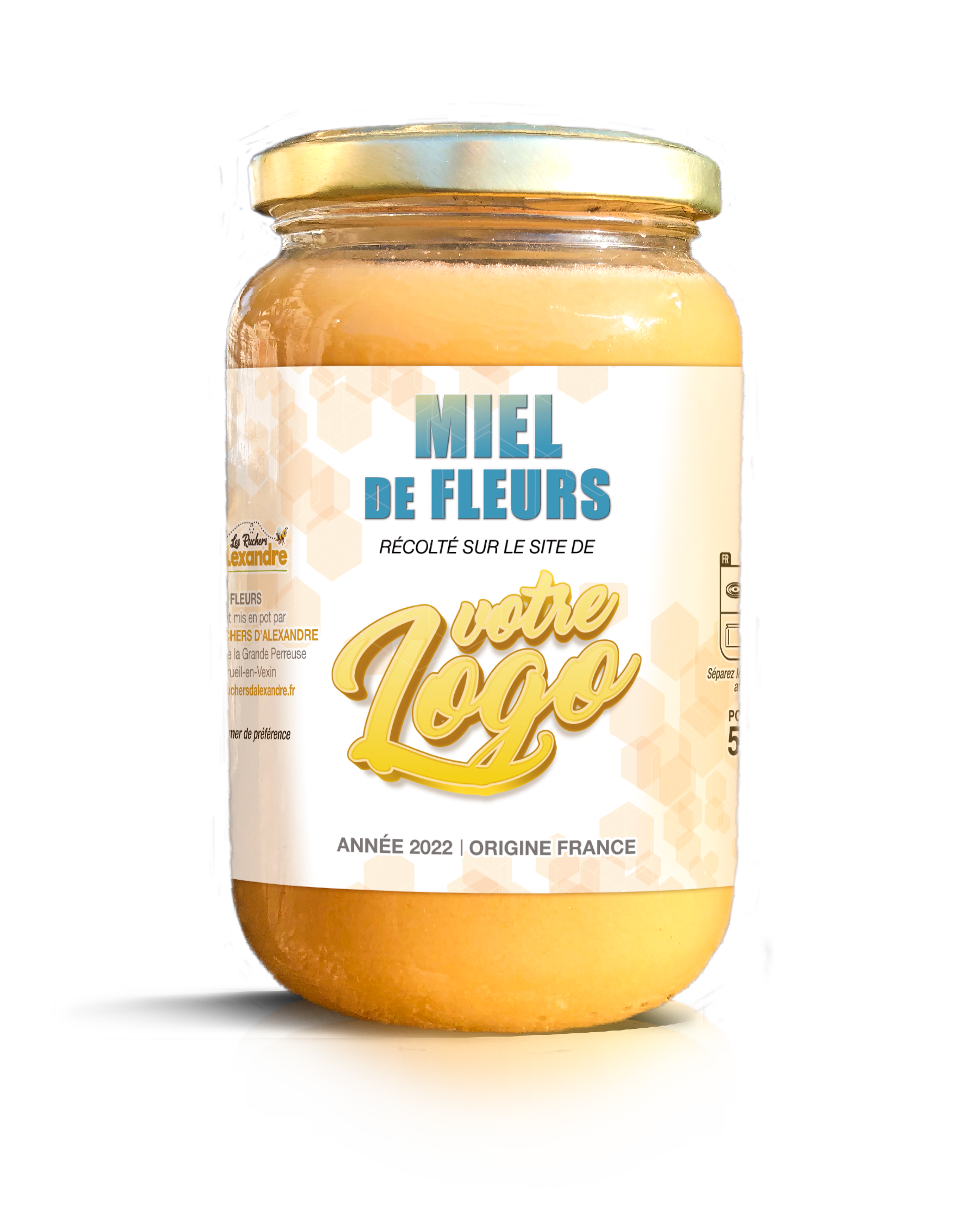 Pot de miel 500g à personnaliser - carton de 12